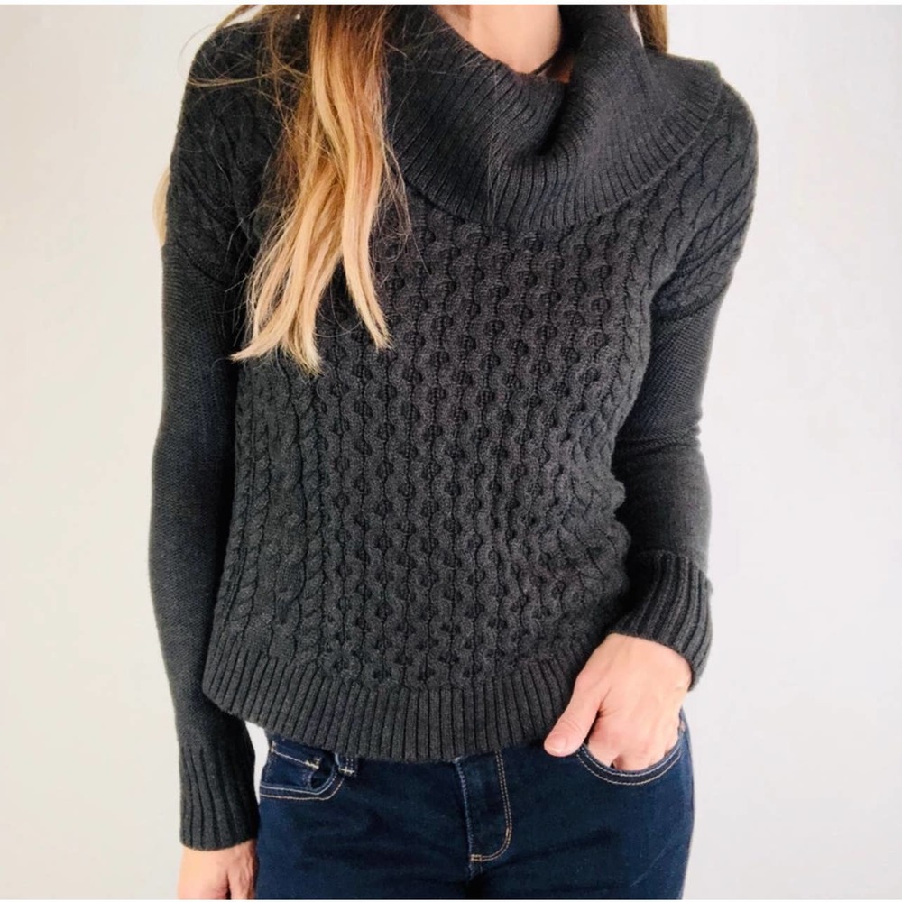 American Eagle Outfitters Dark Gray Cowl Neck Sweater